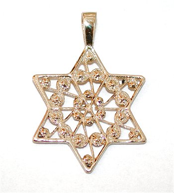 14K Gold Filligree Star of David Pendant