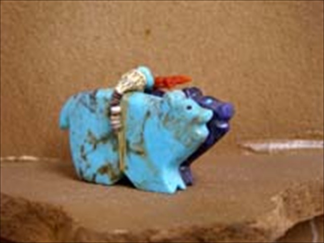 Turquoise & Lapis Bear pair