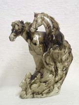 Native American Made Horsehair Pottery Ceramic Mustangs Figurines