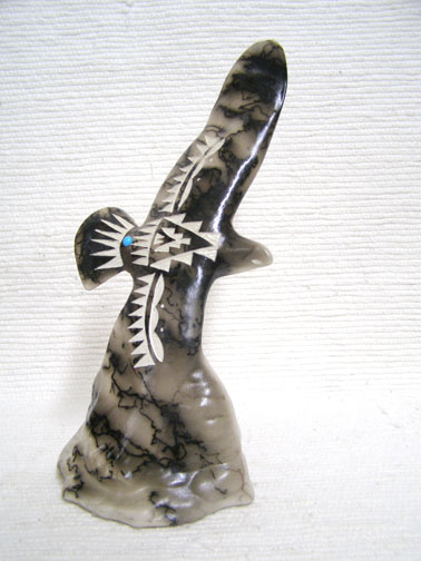 Native American Made Ceramic Horsehair Small Flying Eagle