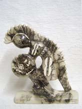 Native American Made Ceramic Horsehair Dancing Warrior,Horsehair Pottery--Dancing Warrior