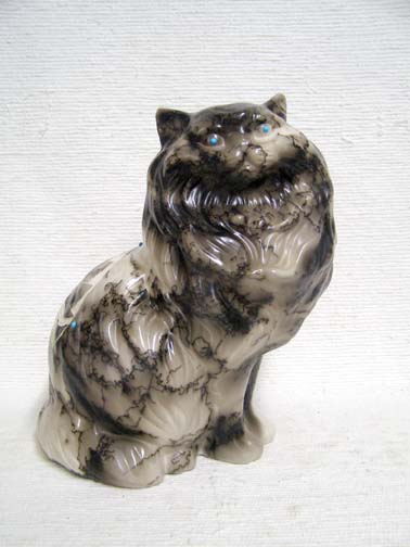 Native American Made Ceramic Horsehair--Cat, Feline, Cats, House Cat, Domestic Cat