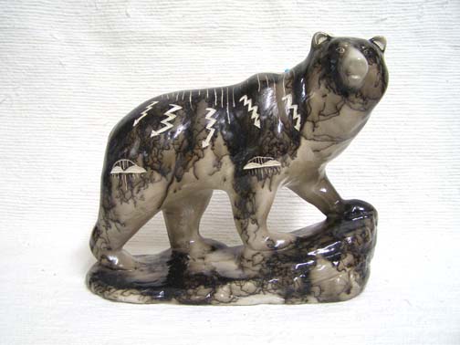 Native American Made Ceramic Horsehair Realistic Bear