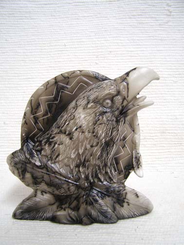 Native American Made Ceramic Horsehair  Flat Eagle with Shield