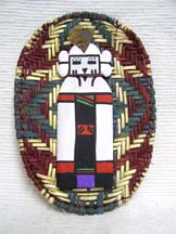 Native American Hopi Made Wicker Plaque with Snow Maiden