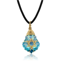 Crystal and Gold Filled Postmodern Star of David Necklace (Blue)