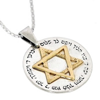  Silver and Gold Star of David Necklace - Priestly Blessing